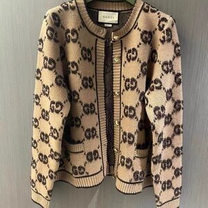 Gucci Tan and Dark Brown Patterned Cardigan